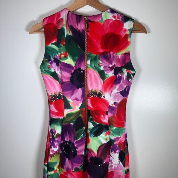 Calvin Klein Floral Sheath Dress Vibrant Romantic Artsy Colorful Feminine 2 Bold - Picture 6 of 13
